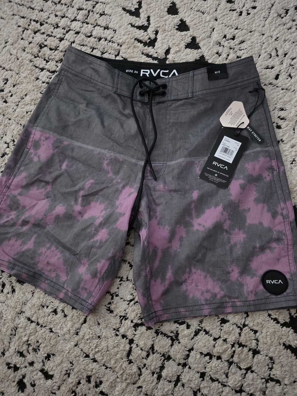 RVCA Men’s Gray & Purple Tie-Dye Board Shorts
